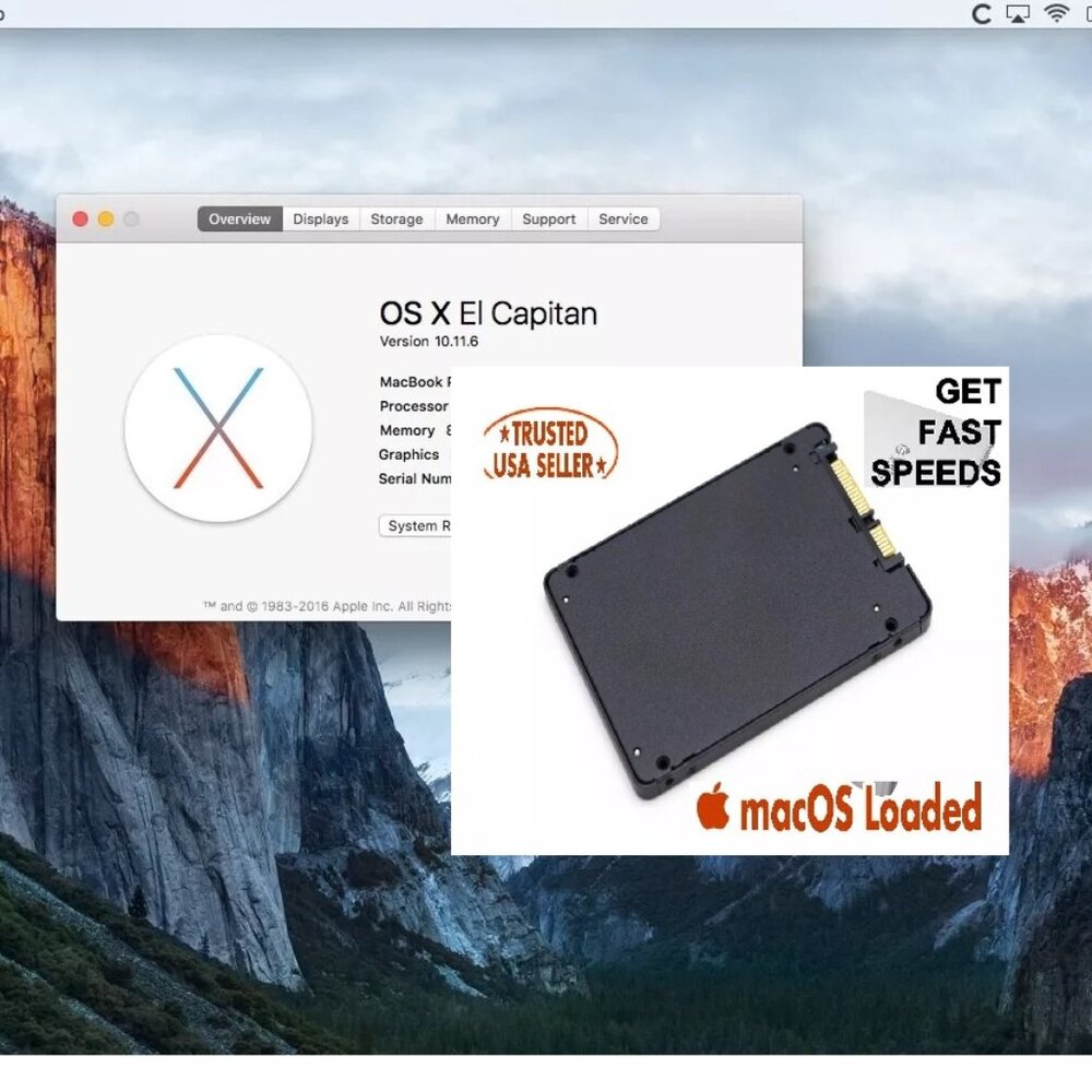 Apple MacBook Pro & Mac Mini 1 TB SATA SSD w/OS X 10.11 El Capitan–Fast Upgrade!